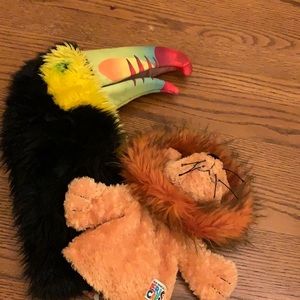 Parrot and lion puppet